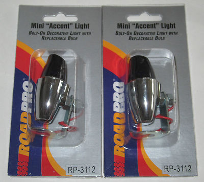 2 ROADPRO RP-3112 Bolt On Chrome Purple Accent Lights Replaceable Bulb 12V 