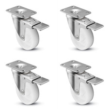 Choose Total Lock Plate Caster Sets with White Nylon Wheel