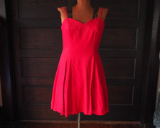 VTG 90s Red Sleeveless Sweetheart Party USA Made Full Skirt A Line Dress Sz 16