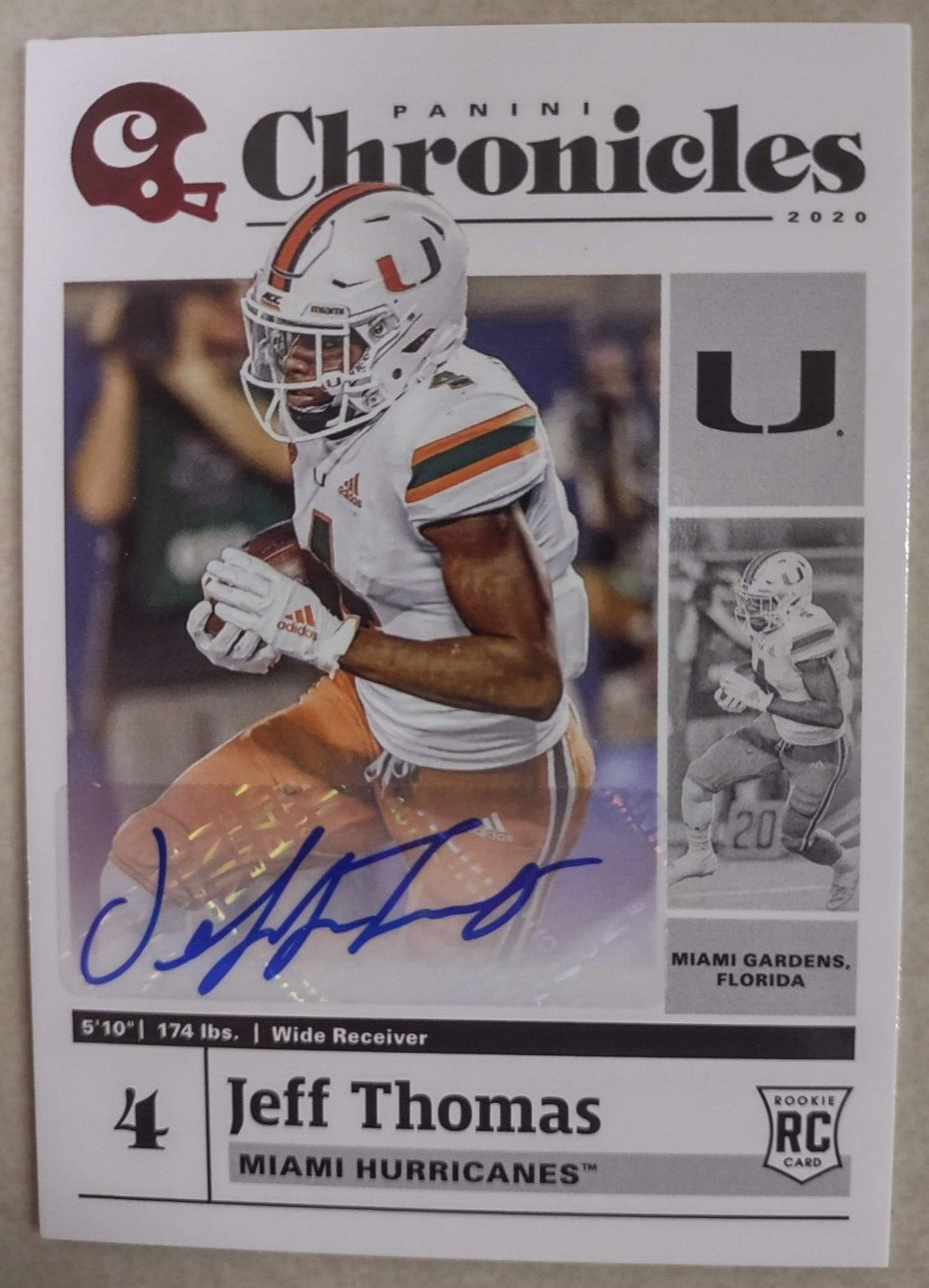 2020 Panini Chronicles JEFF THOMAS Miami ROOKIE RC AUTOGRAPH! FREE S&H!!