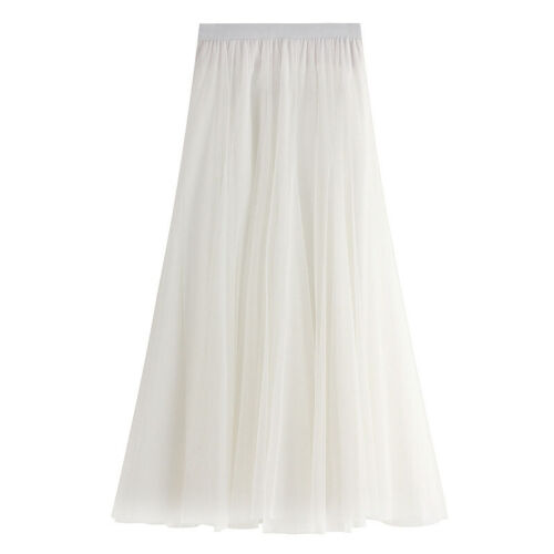 Women Elegant Mesh Tulle Layered Tutu Skirt Pleated Party Ladies Maxi Long Dress - Picture 13 of 22