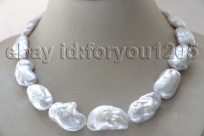 Z7748 28mm White BAROQUE KESHI REBORN PEARL NECKLACE 32inch Z7748 28mm White BAROQUE KESHI REBORN PEARL NECKLACE 32inch