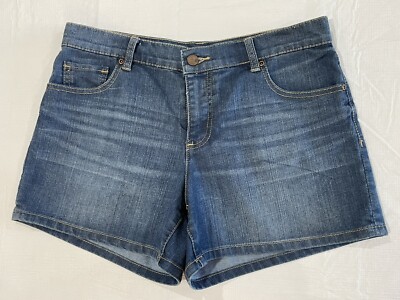 New York and Company Womens Denim Shorts Mid Rise Medium Wash Blue Jean  Size