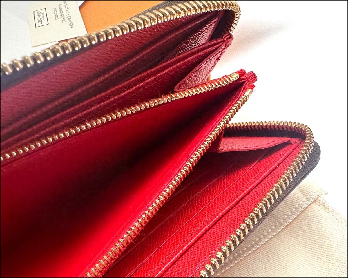 Authentic LOUIS VUITTON Damier / Red Inside Zippy Wallet