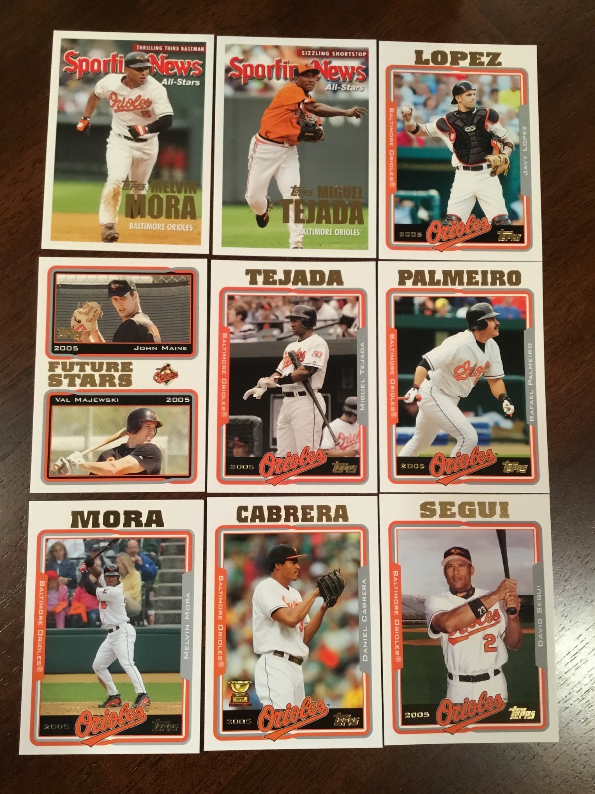 Juego completo de equipo Topps Baltimore Orioles 2005 (23) López-Tejada-Mora - Como nuevo