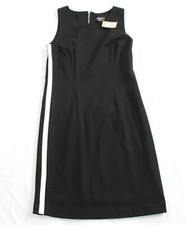 $270 New PURE AMICI Little Black Dress Women's SMALL S Lined White Stripe USA