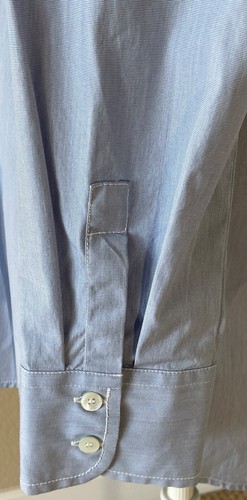 WALTER VOULAZ MUJER Lujo Italiano Elastizado Popelina Abotonada Túnica Camisa 46 10 Azul - Imagen 5 de 8