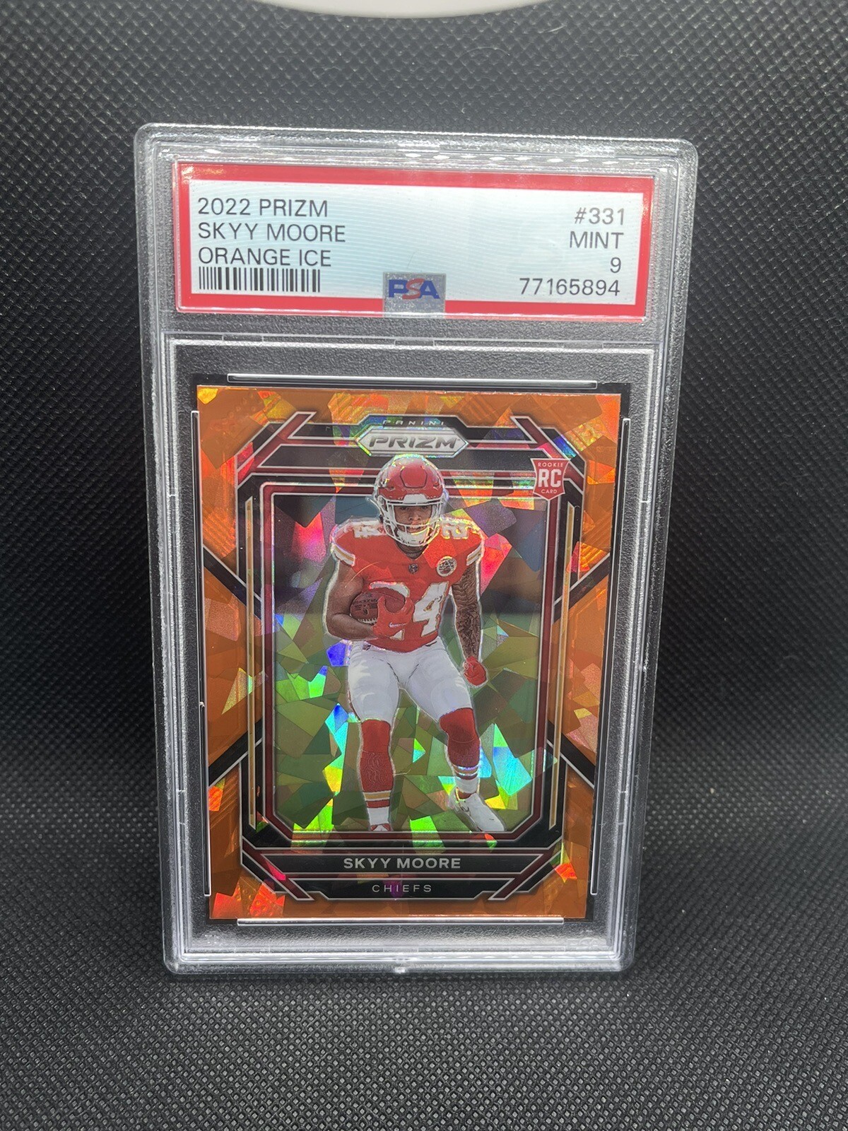 2022 Skyy Moore Panini Prizm Orange Ice #331 Rookie RC PSA 9 Chiefs