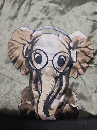 Elephant Print Fabric Lingerie Make Up Storage Bag Ribbon Drawstring 10" Square - Picture 4 of 7