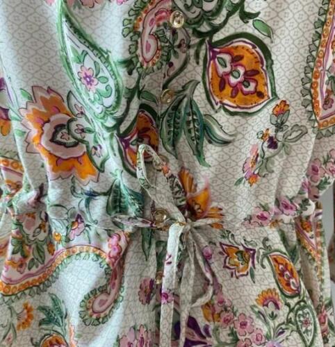 NWT Zara V-Neck Asymmetrical Hem Tie Waist floral Paisley boho Satin Top S - Picture 4 of 4