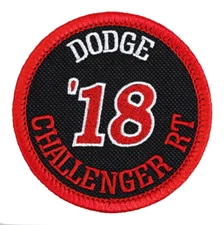 2018 Dodge Challenger RT Embroidered Patch Black/Red Iron-On Sew-On Hat Backpack