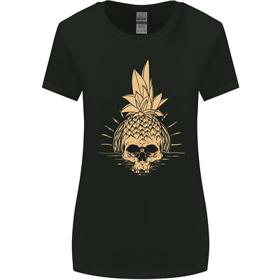 Pineapple Skull Gothic Biker Surfen Damen T-Shirt breiter geschnitten
