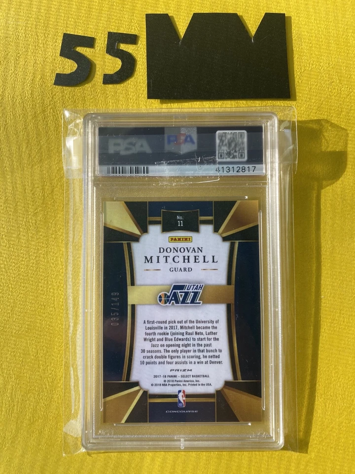 Donovan Mitchell Rookie RC 2017 Panini Select White Prizm #11 35/149 PSA 10 - Image 2 of 4