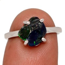Natural Chalama Black Opal 925 Sterling Silver Ring Jewelry s.6.5 CR69878