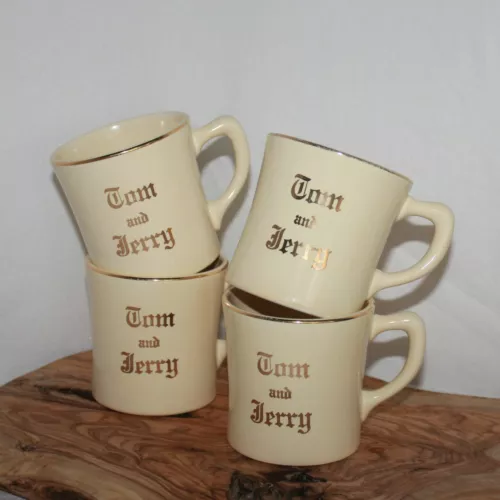 Tom and Jerry - Vintage Coffee Mugs - Set of 4 - Gold Rim