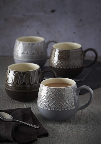 Coffee Mug 350ml Stoneware Impressions Organic Grey Cup Tea Choco Drinking Mug - Picture 5 of 5