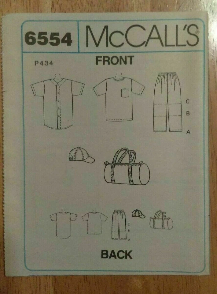 McCALL'S #6554 SIZE 12-14 BOYS OR GIRLS SHIRT SHORTS DUFFEL BAG & HAT PATTERN UC - Image 3 of 4
