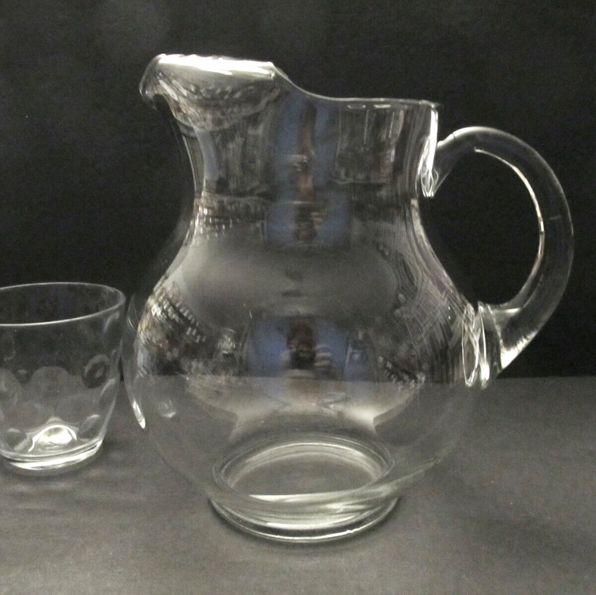 2.5 Quart Vintage Hand Blown Clear Glass Ball Pitcher Kool-Aid