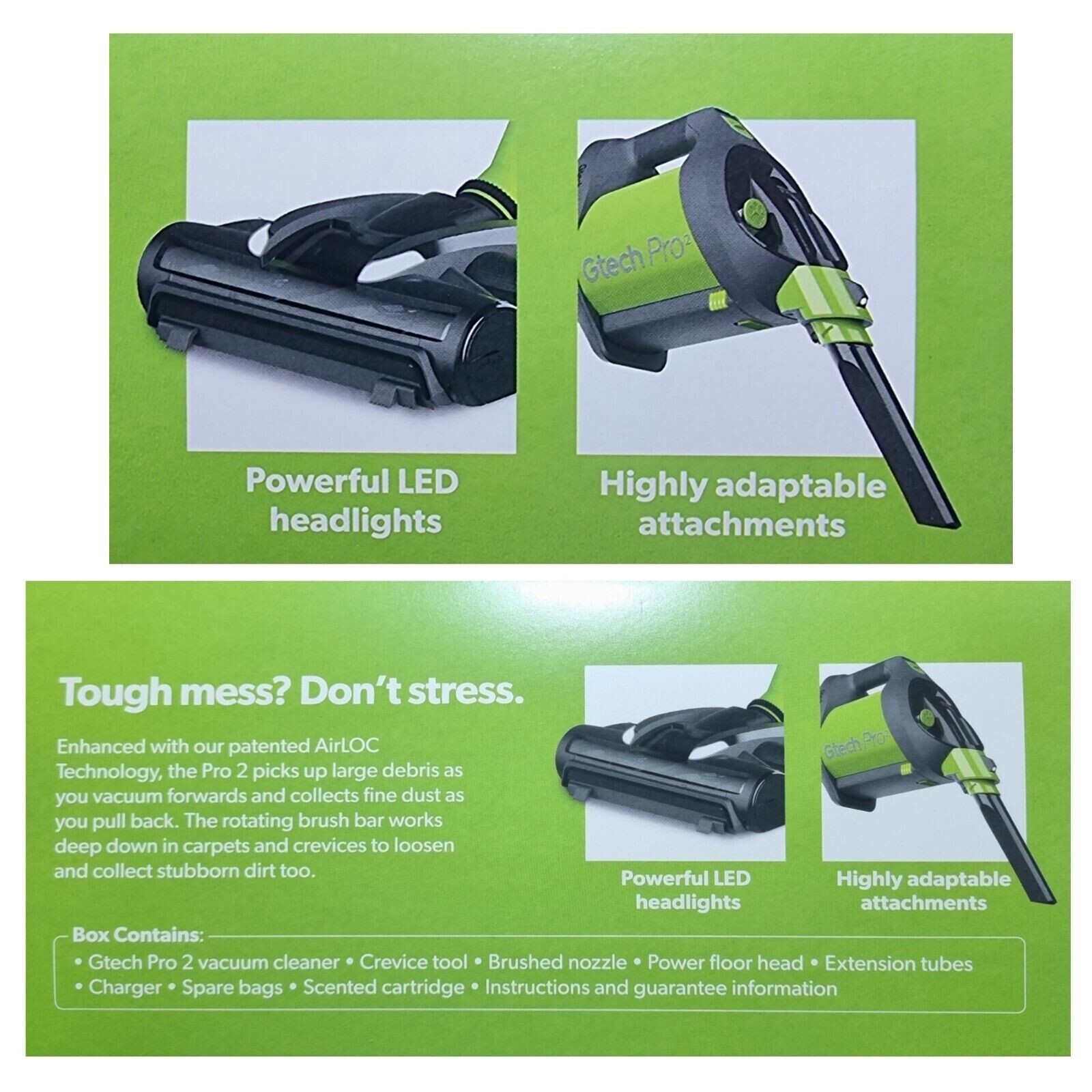 Gtech Pro 2 Cordless Vacuum Cleaner Handheld Bagged hygienic cleaning