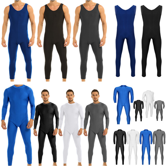 Mens Spandex Full Body Leotard Bodysuit One Piece Unitard Jumpsuit