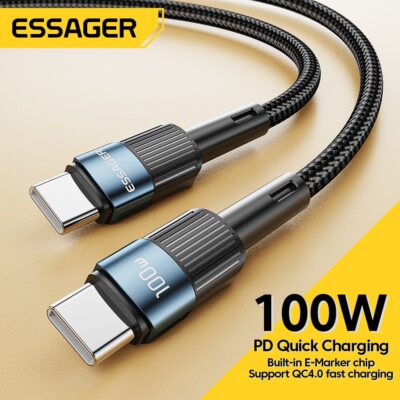 Essager USB C To Type C Cable PD100W 60W Fast Charging USB-C Charger Data Cord