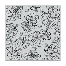 Hero Arts "HIBISCUS FLOWERS" Background Cling Bold Prints Stamp 6"x6" 2021