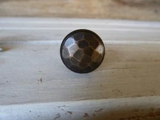 Small Oil Rubbed Bronze Hammered Round Metal Knob Drawer Pull Rustic Modern 