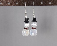 snowman frosty Christmas holiday dangle earrings jewelry secret santa gift