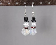 snowman frosty Christmas holiday dangle earrings jewelry secret santa gift