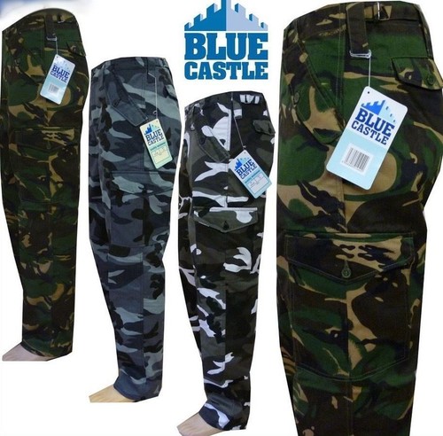 Mens Cargo Combat Work Trousers Army 