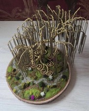 Hand-made Wire Willow Tree, Bonsai tree golden colour 