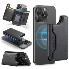 Slim Magnetic Leather Wallet Stand for MagSafe Phones and Cases RFID Blocking