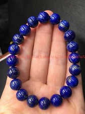 Genuine 8mm Natural Blue Lapis Lazuli Gemstone Round Beads Stretch Bracelet 7.5"