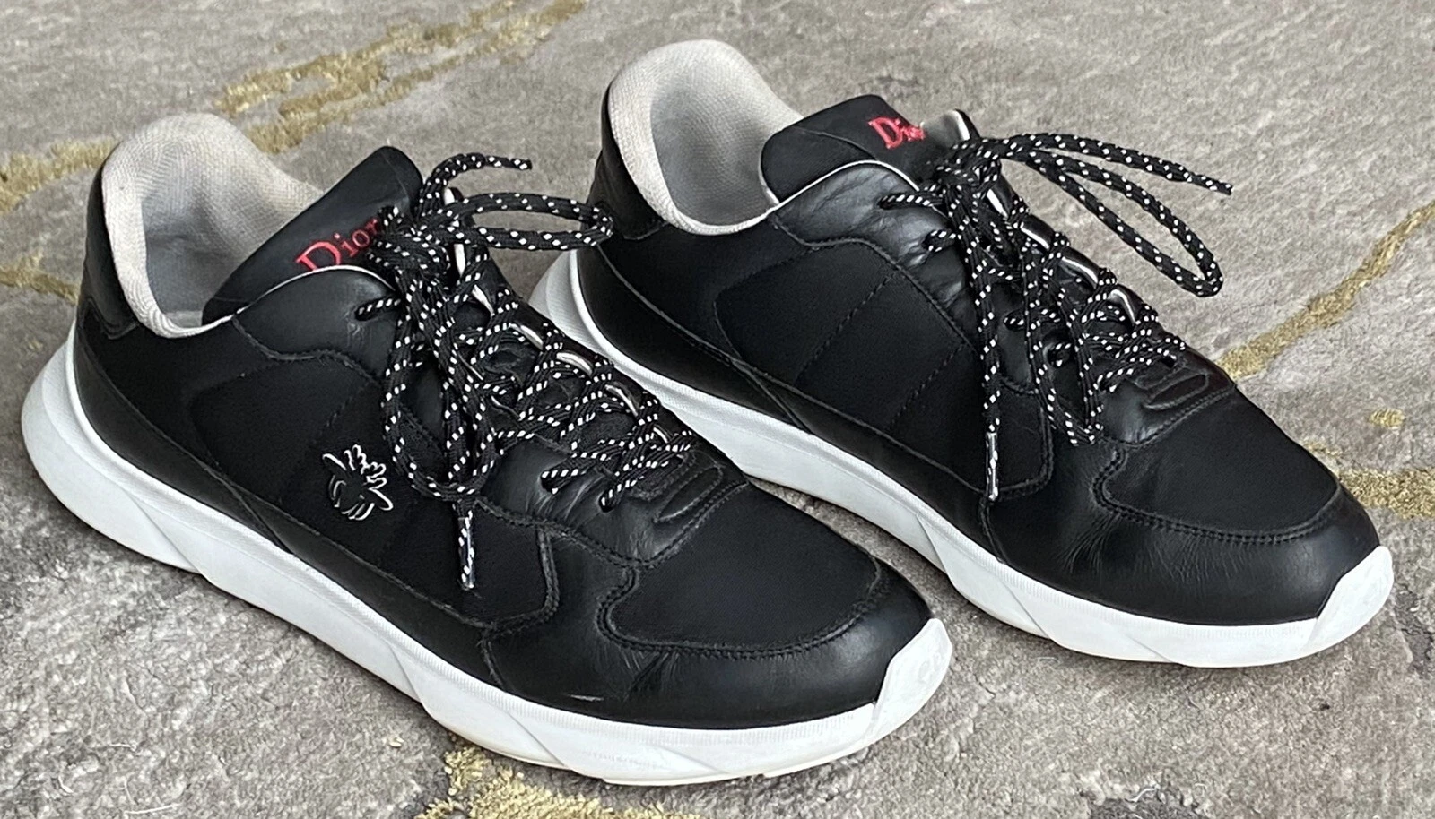 DIOR HOMME �B22 Bee logo nylon tissu cuir baskets taille 43EU/10US