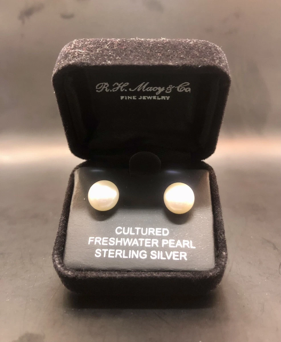 Freshwater Cultured Pearl Stud Earrings In Sterling Silver From