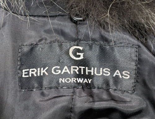 Gladys Erik Garthus AS Black Real Fur Collar Jacket Sz M Belted Style Norway - Picture 6 of 10