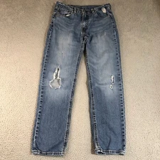 Levis 514 Jeans Mens 32x32 Blue Denim Straight Distressed Medium Wash Grunge