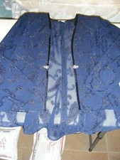 R  M RICHARDS SIZE 10 NAVY SHEER JACKET WITH GLITTER SILVER BUCKLE