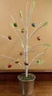 Vintage ‘90s 19” EASTER TREE W/ Bendable Branches, Metal Base, 10 Egg Ornaments