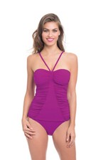 Profile by Gottex Women's Orchid Swan Lake Shirred Bandeau Tankini E652-1B12 8
