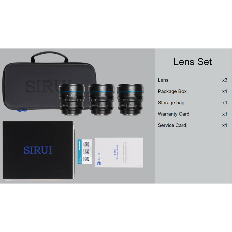 SIRUI Night Walker 24/35/55mm T1.2 S35 Cine Lens E Mount,M4/3,RF