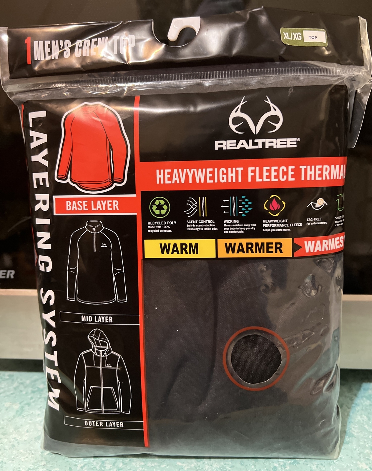 Realtree Men's Heavyweight Fleece Thermal Black top Size XL NIP eBay