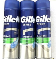 3X Gillette Series Rasiergel Beruhigend Mit Aloe Vera Empfindliche Haut 3X 200Ml