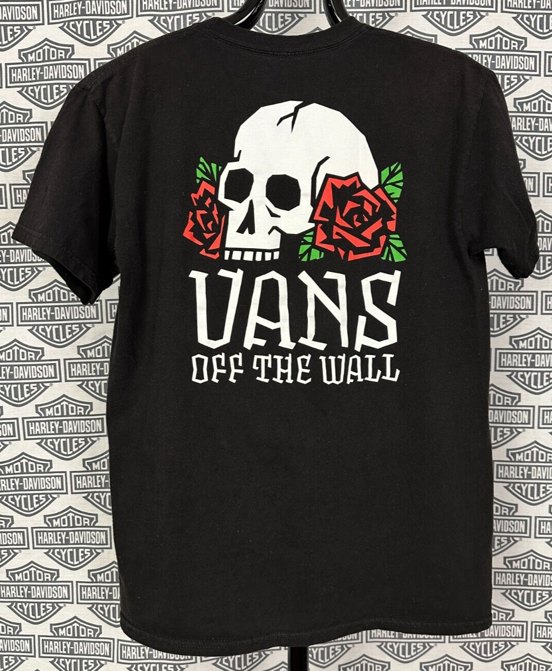 Vans Off The Wall Skull Rose T-Shirt Adult Medium Skater Goth Punk Grunge street