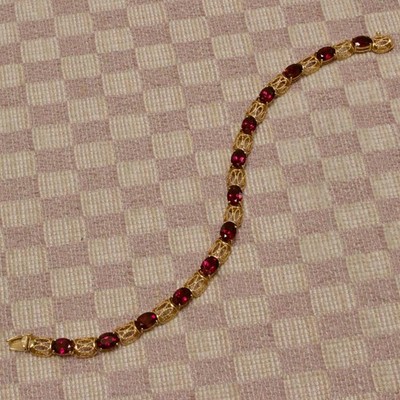 NEW DESIGNER BAITH 14K YELLOW GOLD TWELVE CARAT RHODOLITE GEMSTONE BRACELET