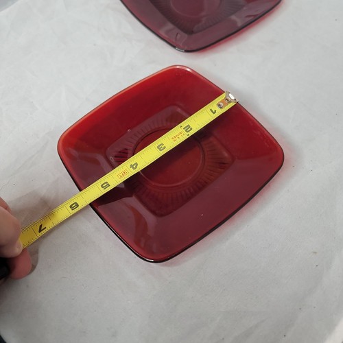 Anchor Hocking Charm Ruby Red Glass Square LOt 2 Saucers Vintage 1950-56 - Picture 3 of 3