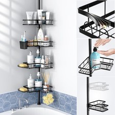 4-tier Adjustable Corner Shower Caddy Organizer with Hook Rustproof Tension Pole