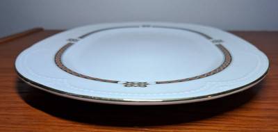 Vtg Graf Von Henneberg Oval Platter 39 Germany 13'' Celtic White Black Gold Trim