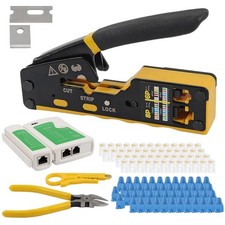 Pass Through RJ45 Crimp Tool Kit Ethernet Crimper Cat5/Cat6 With Cable Tester