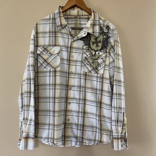 Chemise Wrangler Pearl Snap Homme - Vintage Y2K Vert Plaid Western Taille XL